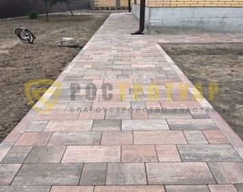 Мощение тротуарной плитки новый город колор микс
