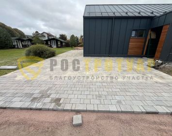 Мощение тротуарной плитки новый город серого цвета